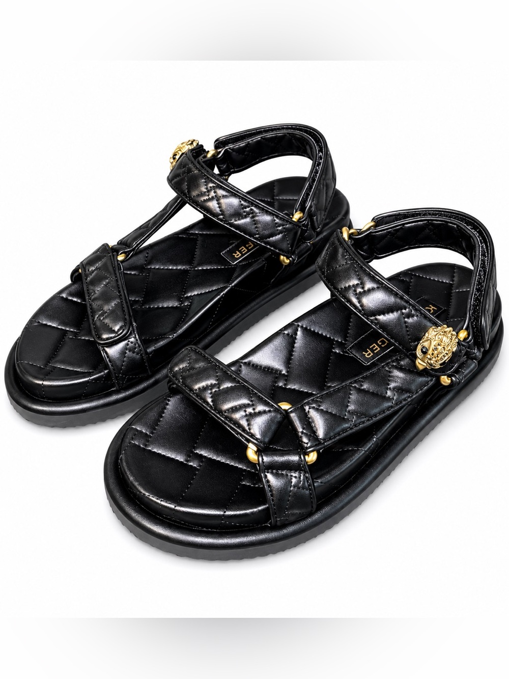 NWOT Kurt Geiger London Orson Velcro Sandals Quilted Size 8.5  / 9 / 10